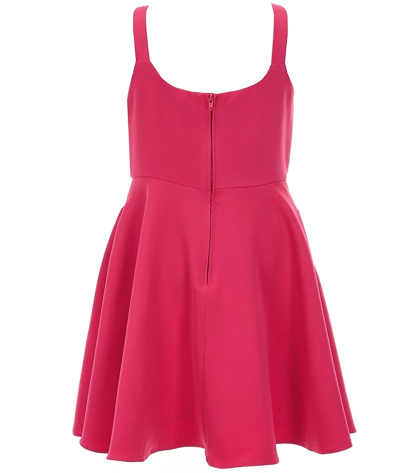 Rare Editions Big Girls Sleeveless Bow-Accented Scuba Fit & Flare Dress