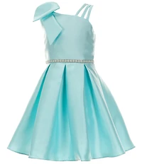 Rare Editions Big Girls Sleeveless Bow-Accented Shoulder Mikado Dress
