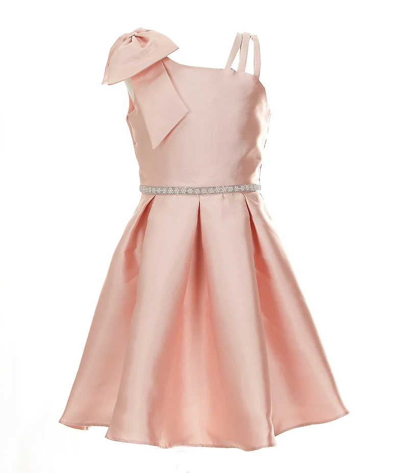 Rare Editions Big Girls Sleeveless Bow-Accented Shoulder Mikado Dress