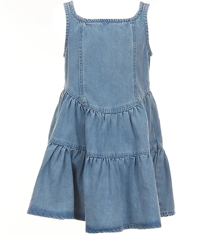 Rare Editions Big Girls Sleeveless Chambray Denim Fit-And-Flare Dress