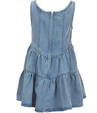 Rare Editions Big Girls Sleeveless Chambray Denim Fit-And-Flare Dress