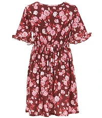 Rare Editions Big Girls Sleeveless Crocheted Cardigan & Short-Sleeve Floral-Printed Fit-And-Flare Dress Set