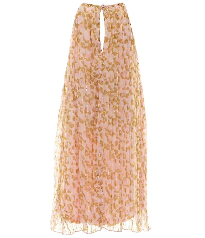 Rare Editions Big Girls Sleeveless Denim Vest & Sleeveless Floral-Printed Pleated Chiffon Dress