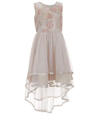 Rare Editions Big Girls Sleeveless Embroidered-Bodice/Cascading Skirted Ballgown