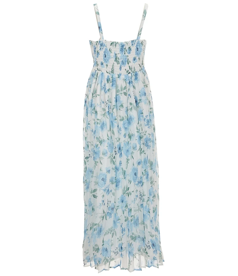 Rare Editions Big Girls Sleeveless Floral-Printed Chiffon Long Dress