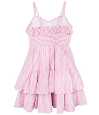 Rare Editions Big Girls Sleeveless Horizontal/Vertical Yarn-Dyed-Stripe Fit-And-Flare Dress