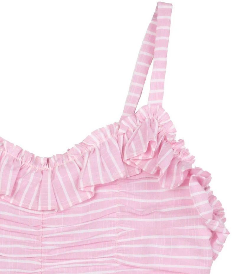Rare Editions Big Girls Sleeveless Horizontal/Vertical Yarn-Dyed-Stripe Fit-And-Flare Dress