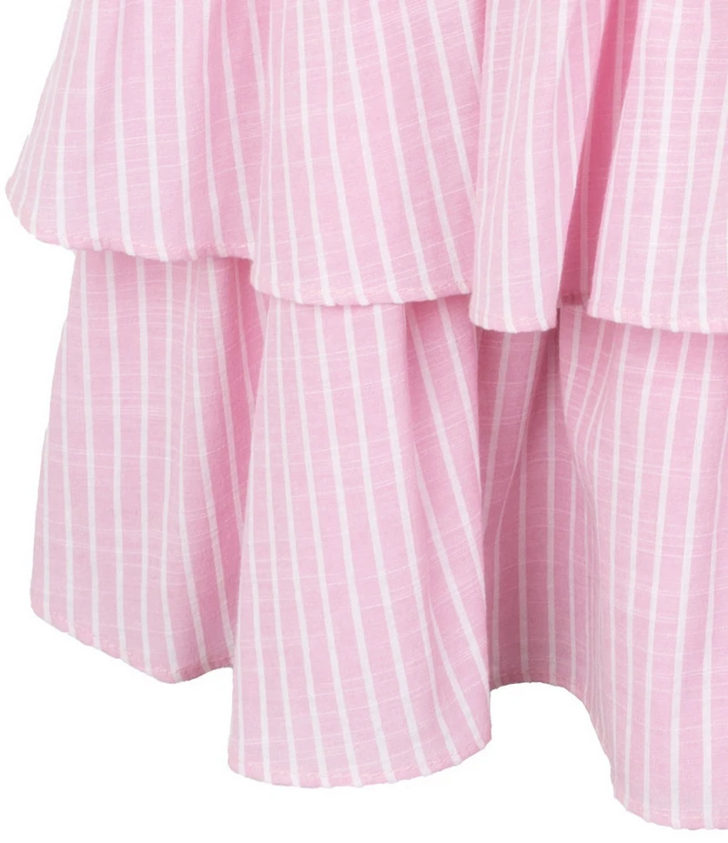 Rare Editions Big Girls Sleeveless Horizontal/Vertical Yarn-Dyed-Stripe Fit-And-Flare Dress