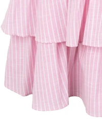 Rare Editions Big Girls Sleeveless Horizontal/Vertical Yarn-Dyed-Stripe Fit-And-Flare Dress