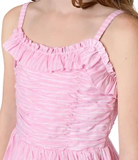 Rare Editions Big Girls Sleeveless Horizontal/Vertical Yarn-Dyed-Stripe Fit-And-Flare Dress