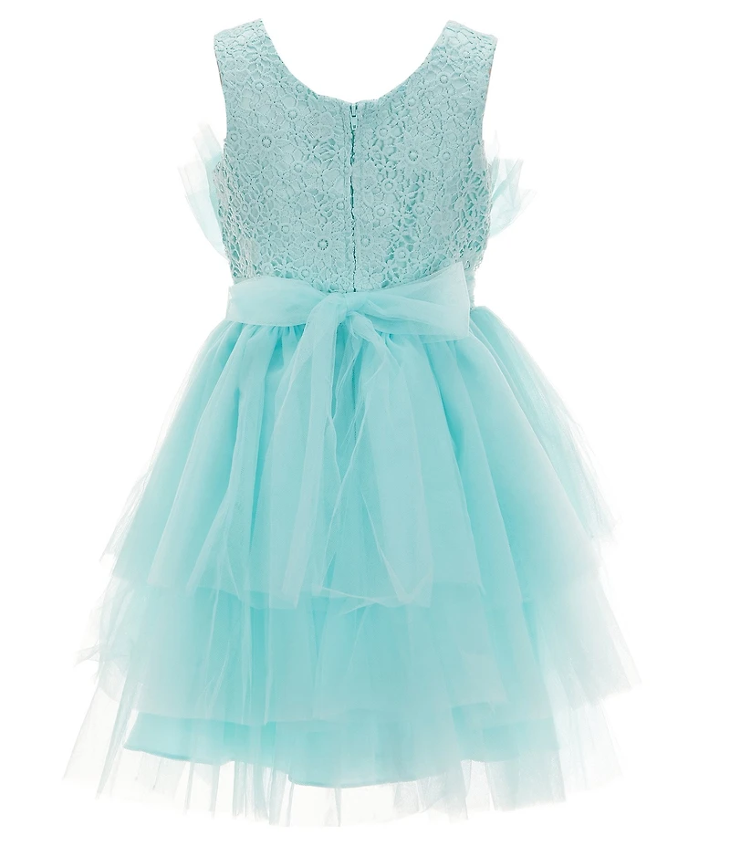Rare Editions Big Girls Sleeveless Illusion-Bodice/Tiered Skirted Fit & Flare Dress