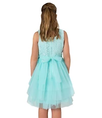 Rare Editions Big Girls Sleeveless Illusion-Bodice/Tiered Skirted Fit & Flare Dress