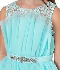Rare Editions Big Girls Sleeveless Illusion-Bodice/Tiered Skirted Fit & Flare Dress