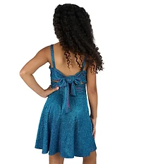 Rare Editions Big Girls Sleeveless Metallic Empire-Waist Dress