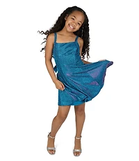 Rare Editions Big Girls Sleeveless Metallic Empire-Waist Dress