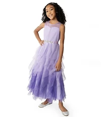 Rare Editions Big Girls Sleeveless Ombre Casading-Mesh-Skirted Ballgown