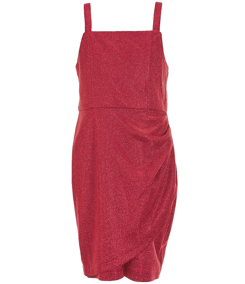 Rare Editions Big Girls Sleeveless Overlapping-Skirted Metallic Dress
