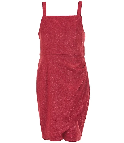 Rare Editions Big Girls Sleeveless Overlapping-Skirted Metallic Dress