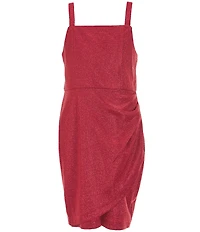 Rare Editions Big Girls Sleeveless Overlapping-Skirted Metallic Dress