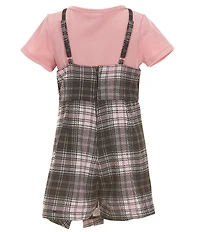 Rare Editions Big Girls Sleeveless Plaid Jumper Dress & Short-Sleeve Solid Rib-Knit T-Shirt Set