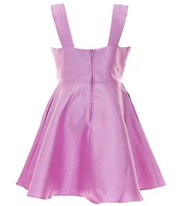 Rare Editions Big Girls Sleeveless Rhinestone-Embellished Satin Fit & Flare Dress