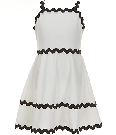 Rare Editions Big Girls Sleeveless Ric Rac-Trimmed Fit-And-Flare Dress