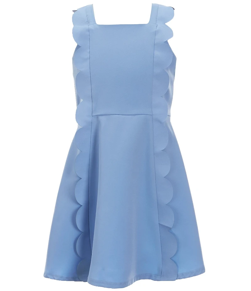 Rare Editions Big Girls Sleeveless Scalloped Scuba-Knit Fit & Flare Dress