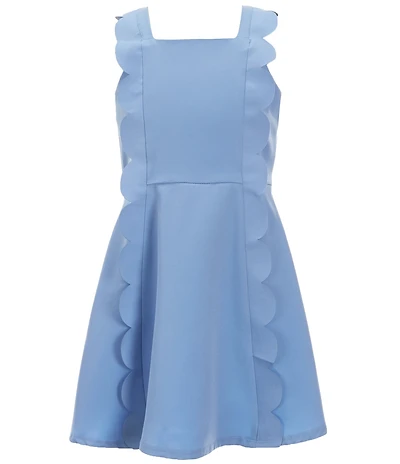 Rare Editions Big Girls Sleeveless Scalloped Scuba-Knit Fit & Flare Dress