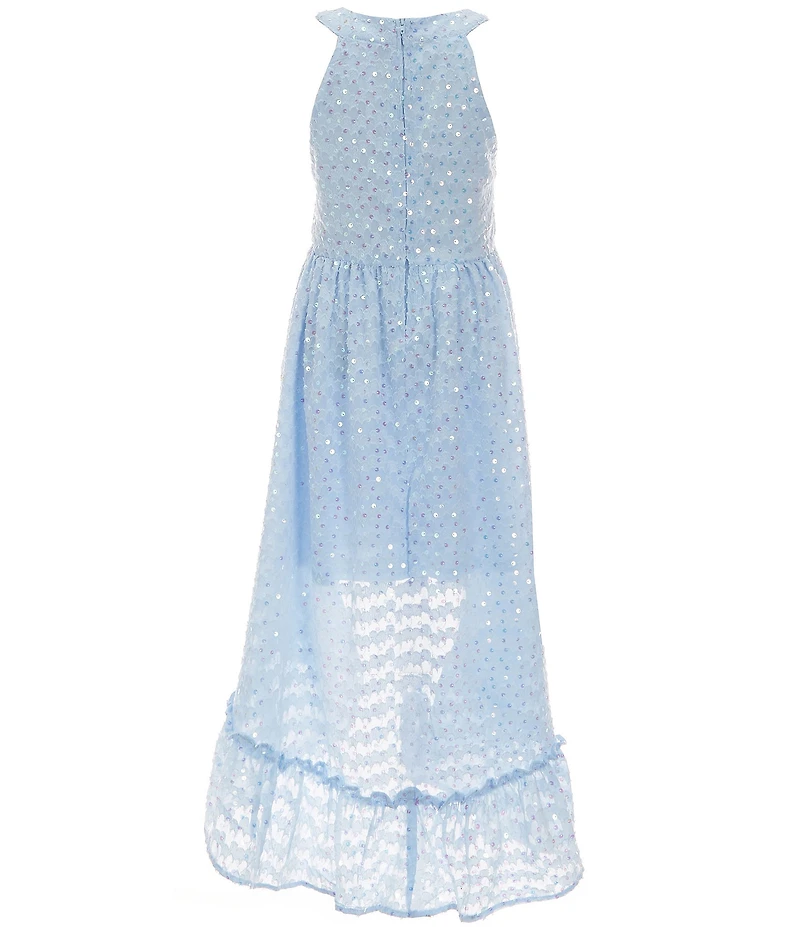 Rare Editions Big Girls Sleeveless Sequin-Embellished Burnout Chiffon High-Low-Hem Ballgown