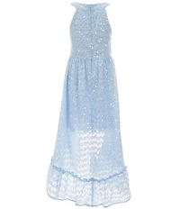Rare Editions Big Girls Sleeveless Sequin-Embellished Burnout Chiffon High-Low-Hem Ballgown