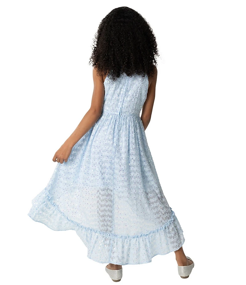 Rare Editions Big Girls Sleeveless Sequin-Embellished Burnout Chiffon High-Low-Hem Ballgown