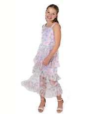Rare Editions Big Girls Sleeveless Sequin-Embellished Floral Tiered Long Dress