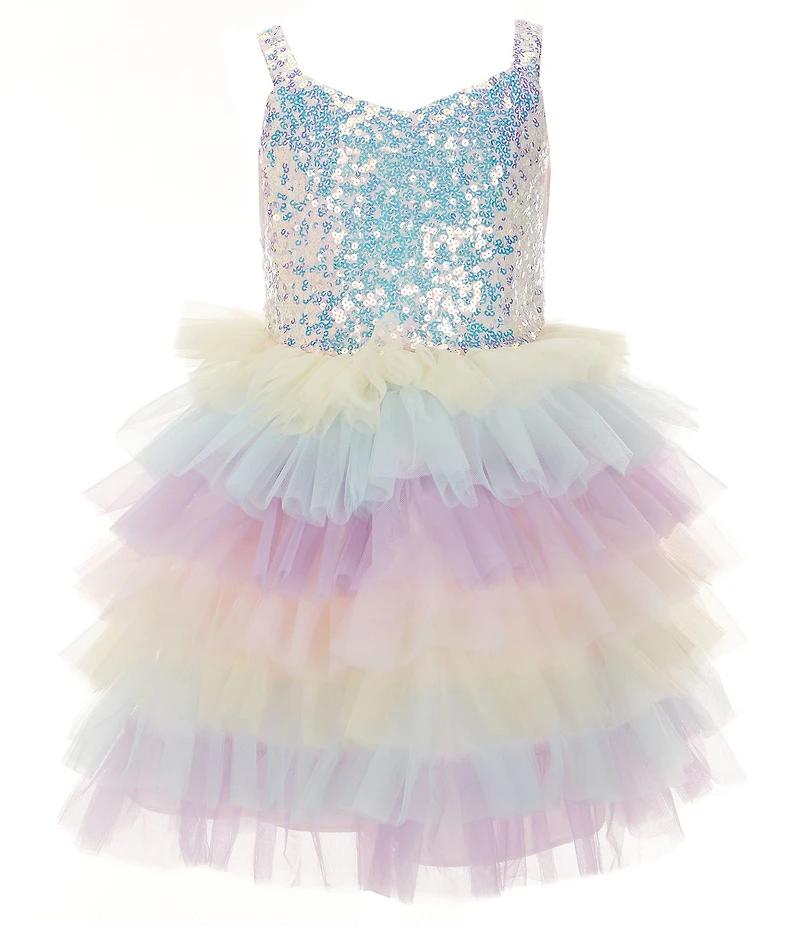 Rare Editions Big Girls Sleeveless Sequin-Embellished/Ombre Mesh Fit & Flare Dress