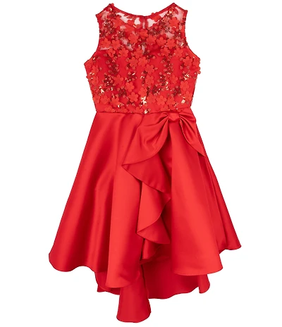 Rare Editions Big Girls Three-Dimensional Sequin-Embellished Bodice/Cascading Satin-Skirted Ballgown