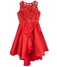 Rare Editions Big Girls Three-Dimensional Sequin-Embellished Bodice/Cascading Satin-Skirted Ballgown