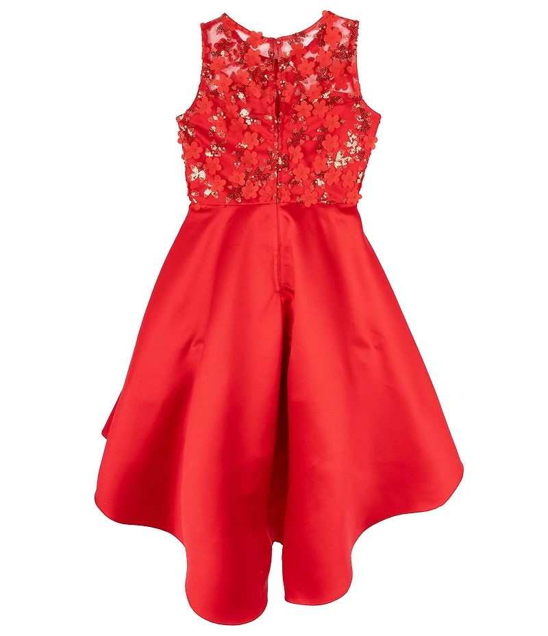 Rare Editions Big Girls Three-Dimensional Sequin-Embellished Bodice/Cascading Satin-Skirted Ballgown