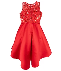 Rare Editions Big Girls Three-Dimensional Sequin-Embellished Bodice/Cascading Satin-Skirted Ballgown