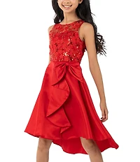 Rare Editions Big Girls Three-Dimensional Sequin-Embellished Bodice/Cascading Satin-Skirted Ballgown
