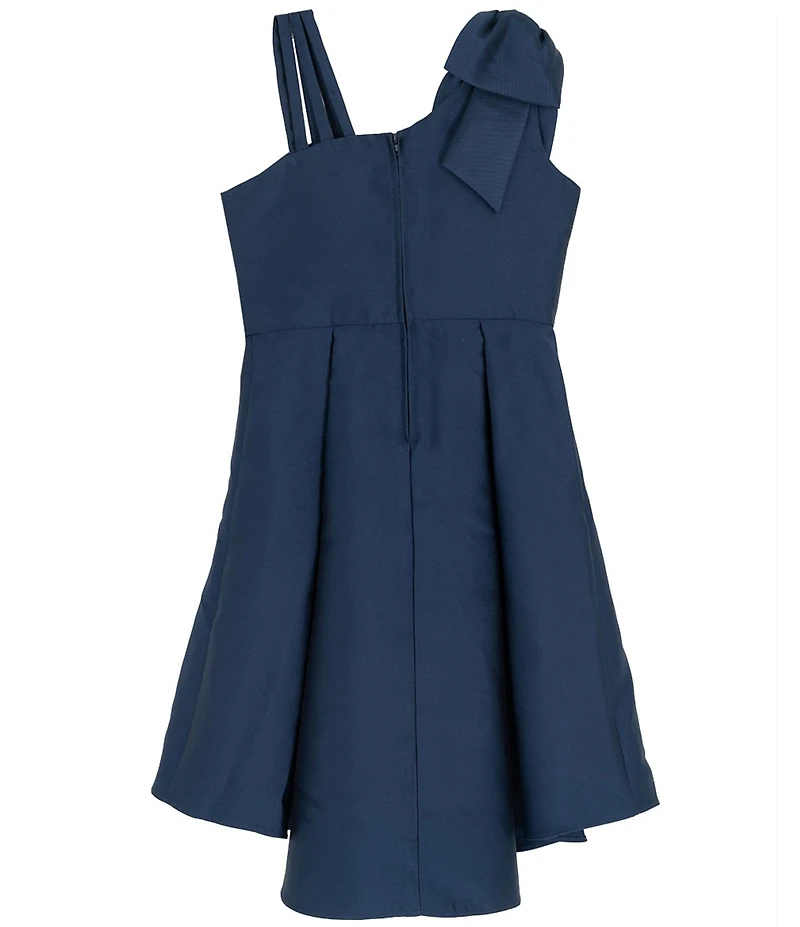 Rare Editions Big Girls Asymmetrical-Neck Bow-Accented Fit-And-Flare Dress