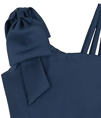 Rare Editions Big Girls Asymmetrical-Neck Bow-Accented Fit-And-Flare Dress