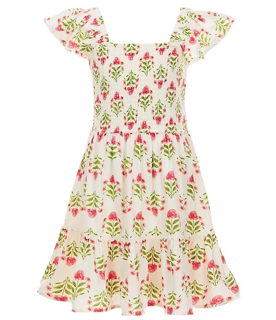 Rare Editions Big Girls Blocked Printed Two-Tier-Skirted Dress