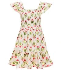 Rare Editions Big Girls Blocked Printed Two-Tier-Skirted Dress