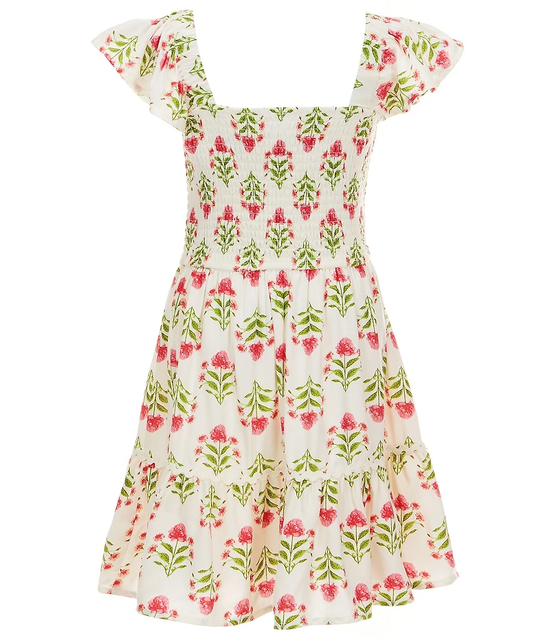 Rare Editions Big Girls Blocked Printed Two-Tier-Skirted Dress