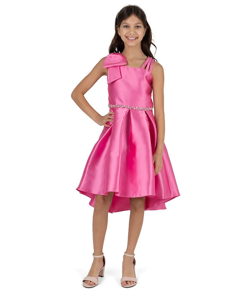 Rare Editions Big Girls Bow-Accented High-Low-Hem Dress