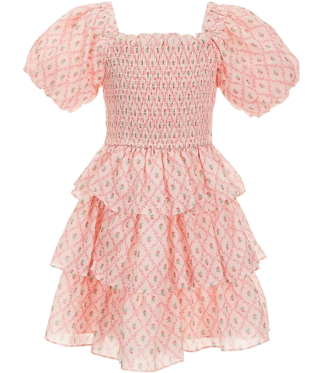 A Loves A Little Girls Bubble Sleeve Floral Dress | Liberty Center