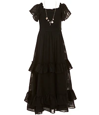 Rare Editions Big Girls Burnout Chiffon Ruffle Maxi Dress