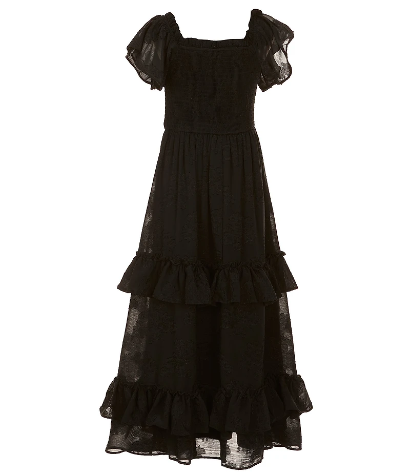 Rare Editions Big Girls Burnout Chiffon Ruffle Maxi Dress