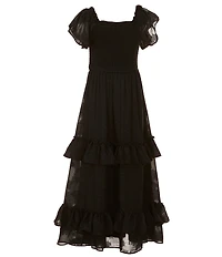 Rare Editions Big Girls Burnout Chiffon Ruffle Maxi Dress