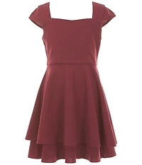 Rare Editions Big Girls Cap Sleeve Twist Back Scuba Dress
