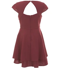 Rare Editions Big Girls Cap Sleeve Twist Back Scuba Dress